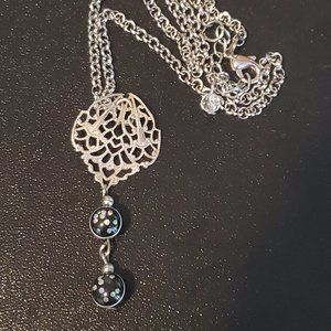 Stainless Steel Plastic Bead Pendant Necklace 20"